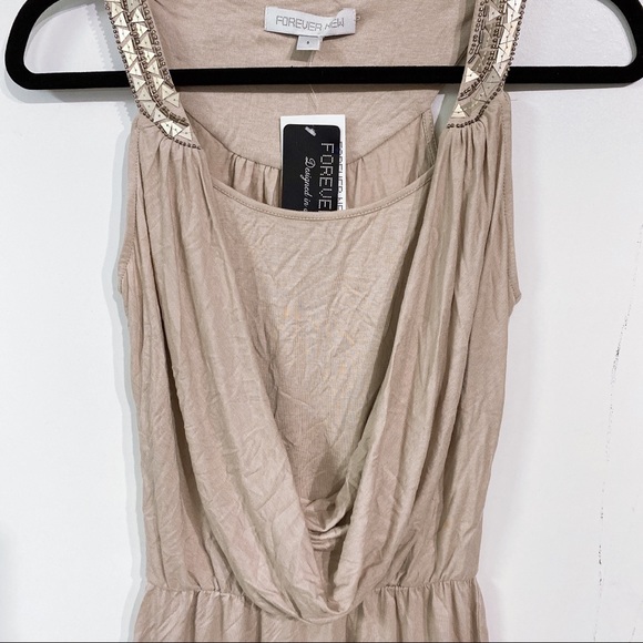 Knit Embellished Draped Dress Champagne - Picture 3 of 15